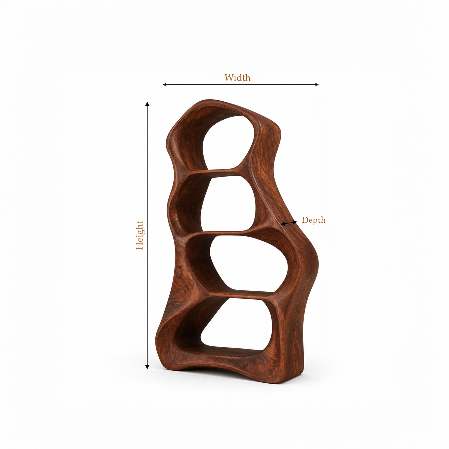 Organic Sculptural Wooden Open Bookshelf