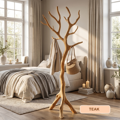 Rustic Wood Tree Coat Rack Stand