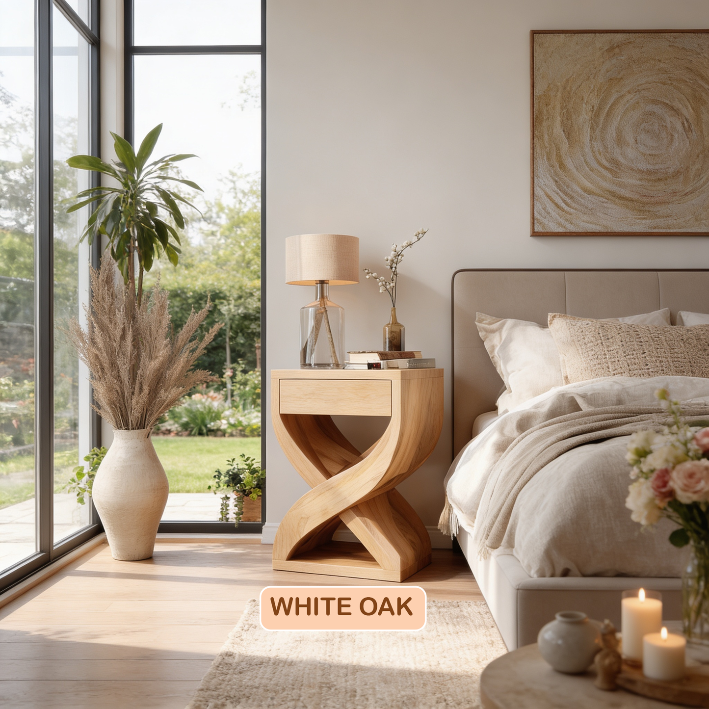 Modern Sculptural Solid Wood Nightstand