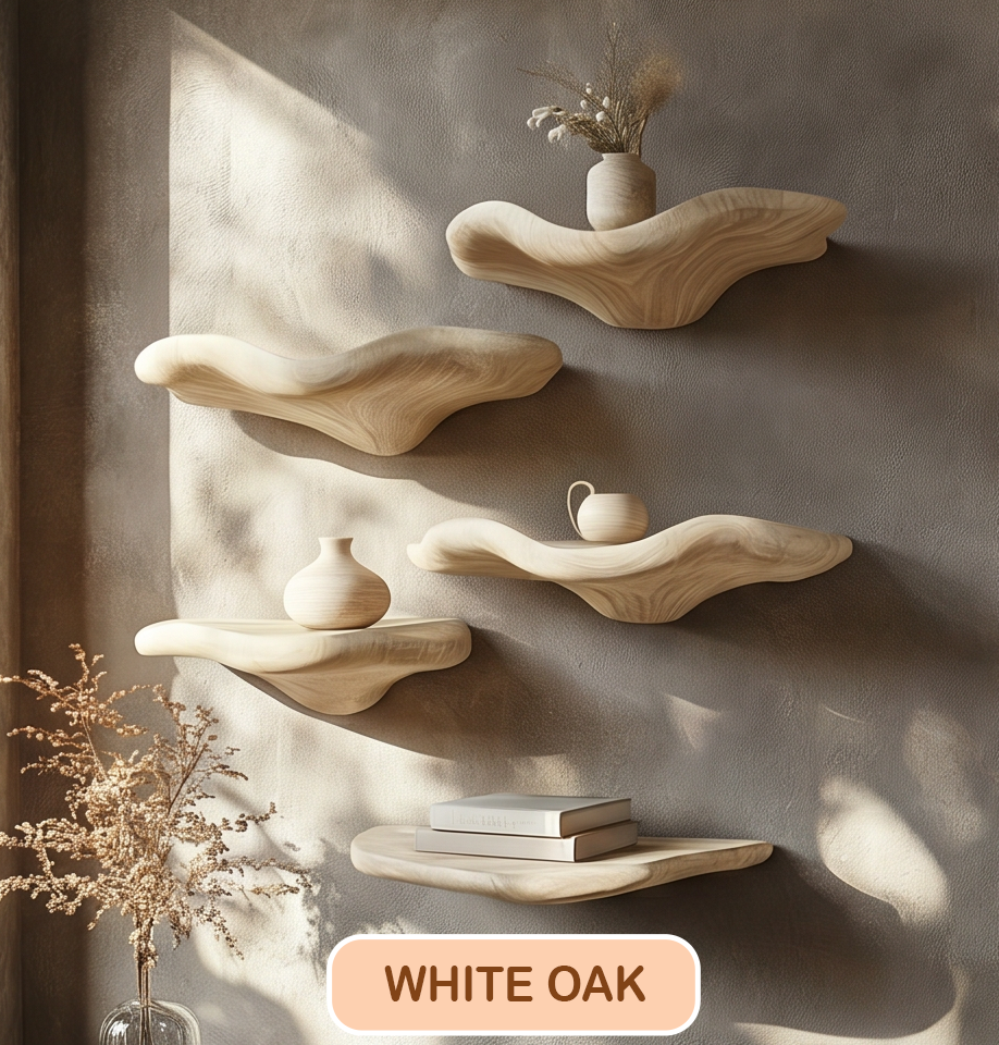 Minimalist Floating Wood Mushroom Shelf