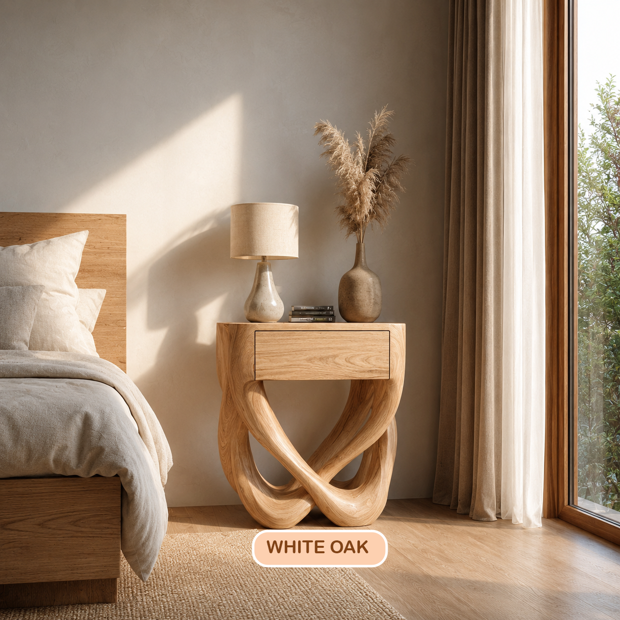 Organic Modern Wood Minimalist Nightstand