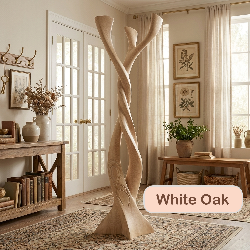Sculptural Solid Wood Tree Coat Rack