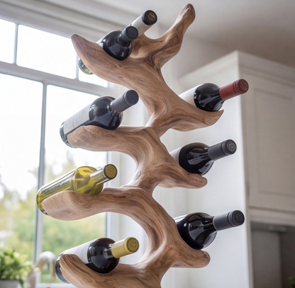 Freestanding Wooden Tree Wine Rack