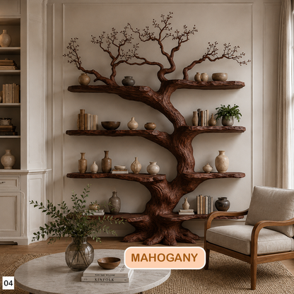 Botanical Inspired Wooden Tree Bookshelf