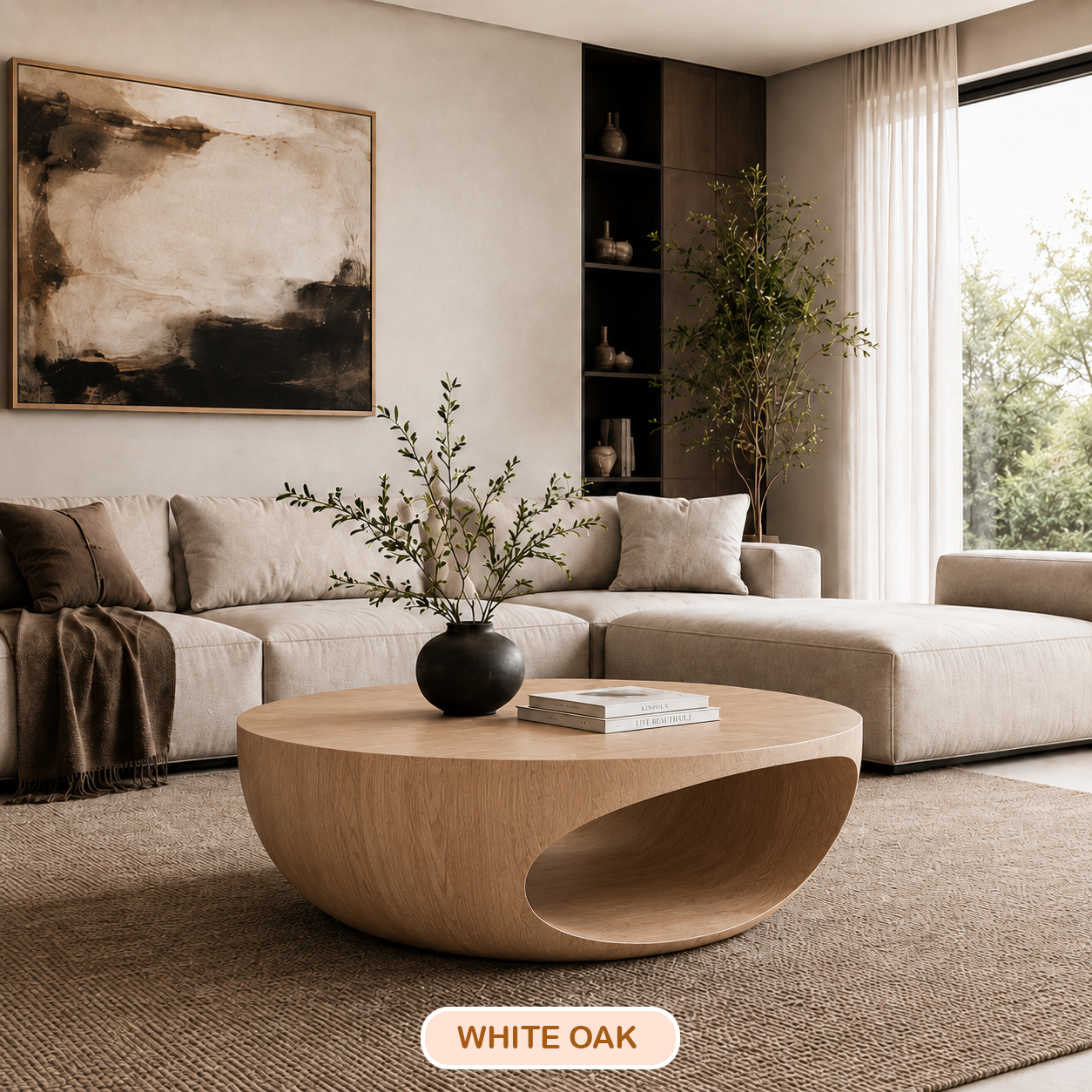 Organic Minimalist Sculptural Wood Coffee Table