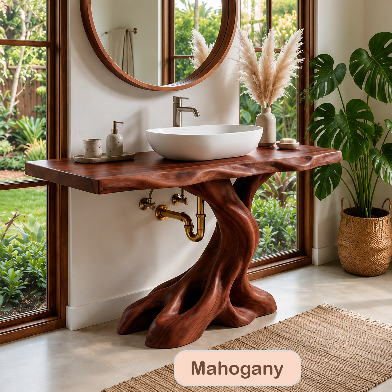 Rustic Solid Wood Live Edge Bathroom Vanity