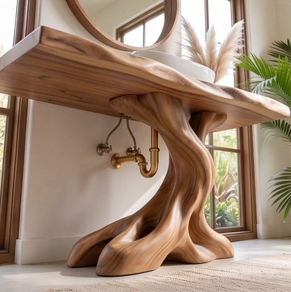Rustic Solid Wood Live Edge Bathroom Vanity