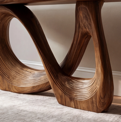 Sculptural Solid Wood Organic Console Table