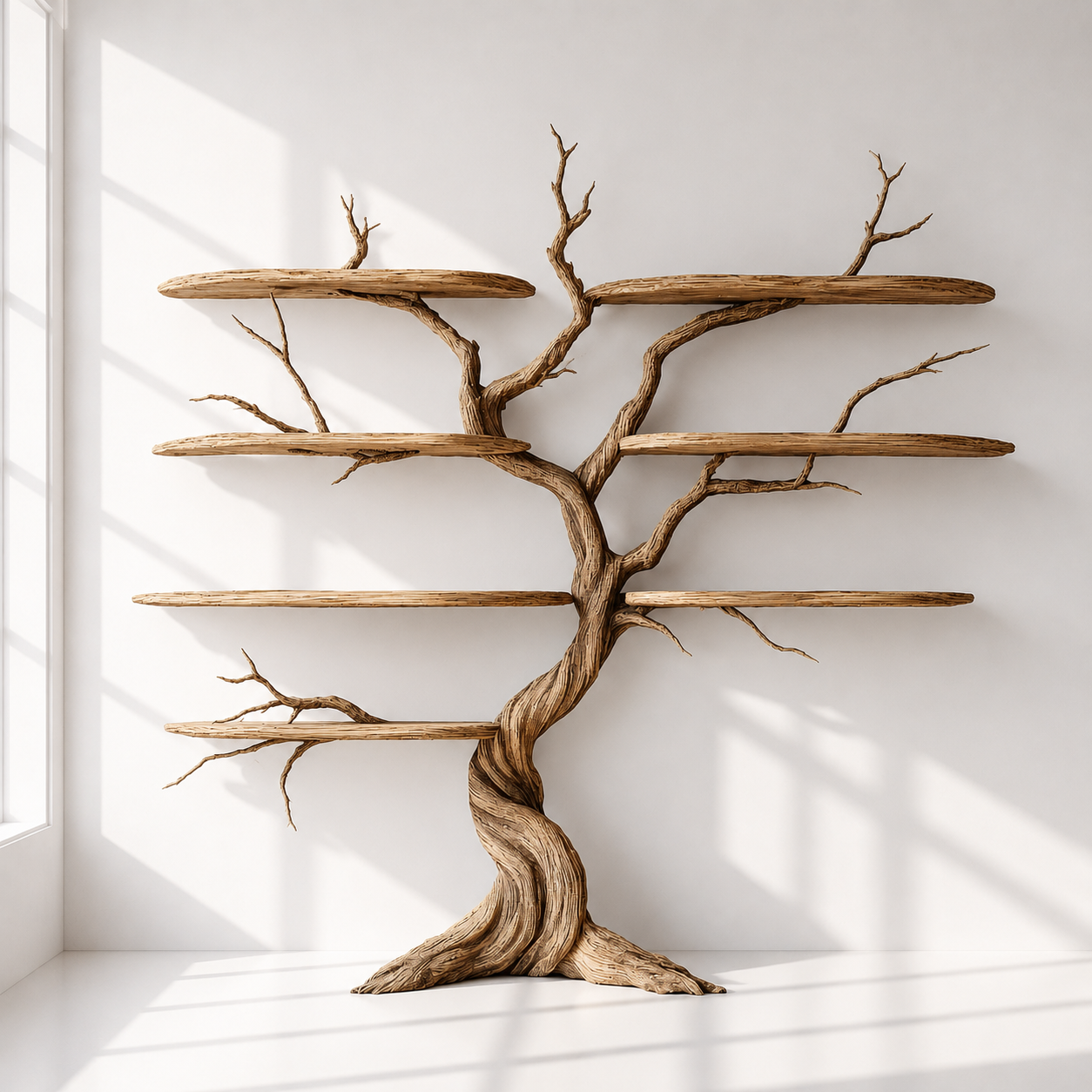Nature Inspired Wooden Tree Shelf
