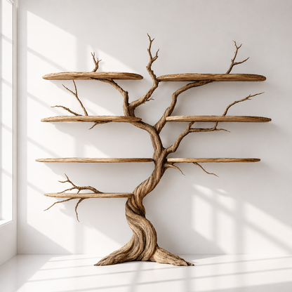 Nature Inspired Wooden Tree Shelf
