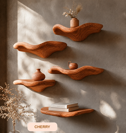 Minimalist Floating Wood Mushroom Shelf