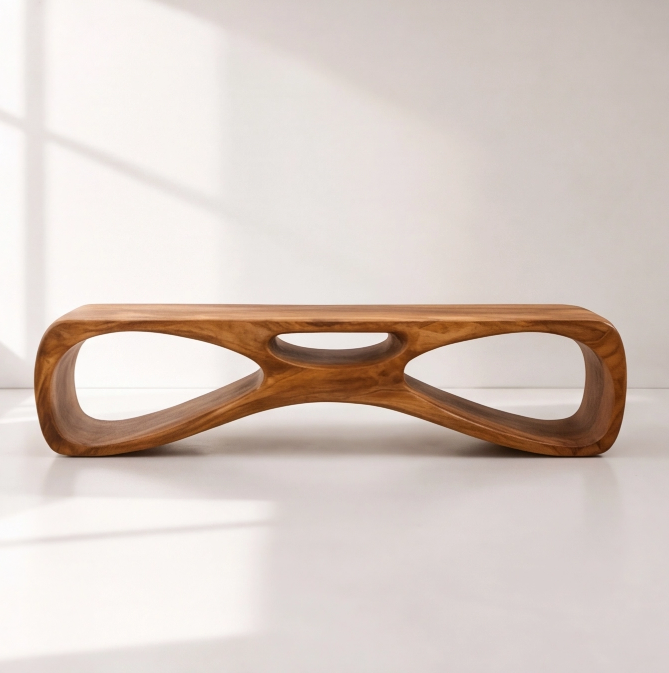 Organic Modern Sculptural Wood Entryway Bench