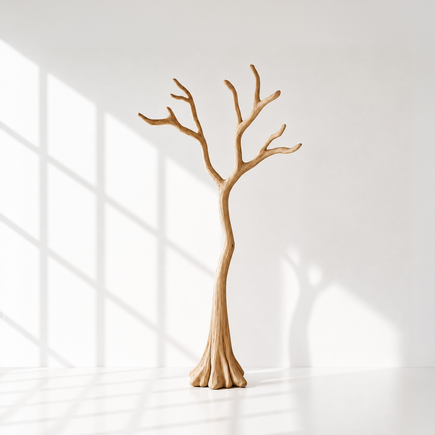 Natural Solid Wood Tree Coat Rack