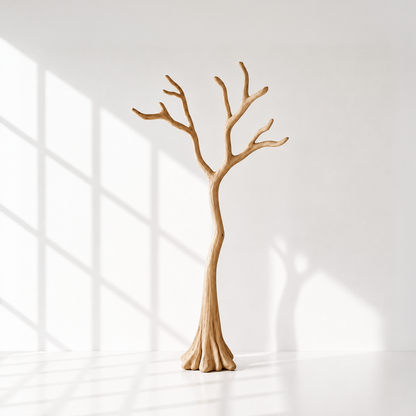 Natural Solid Wood Tree Coat Rack