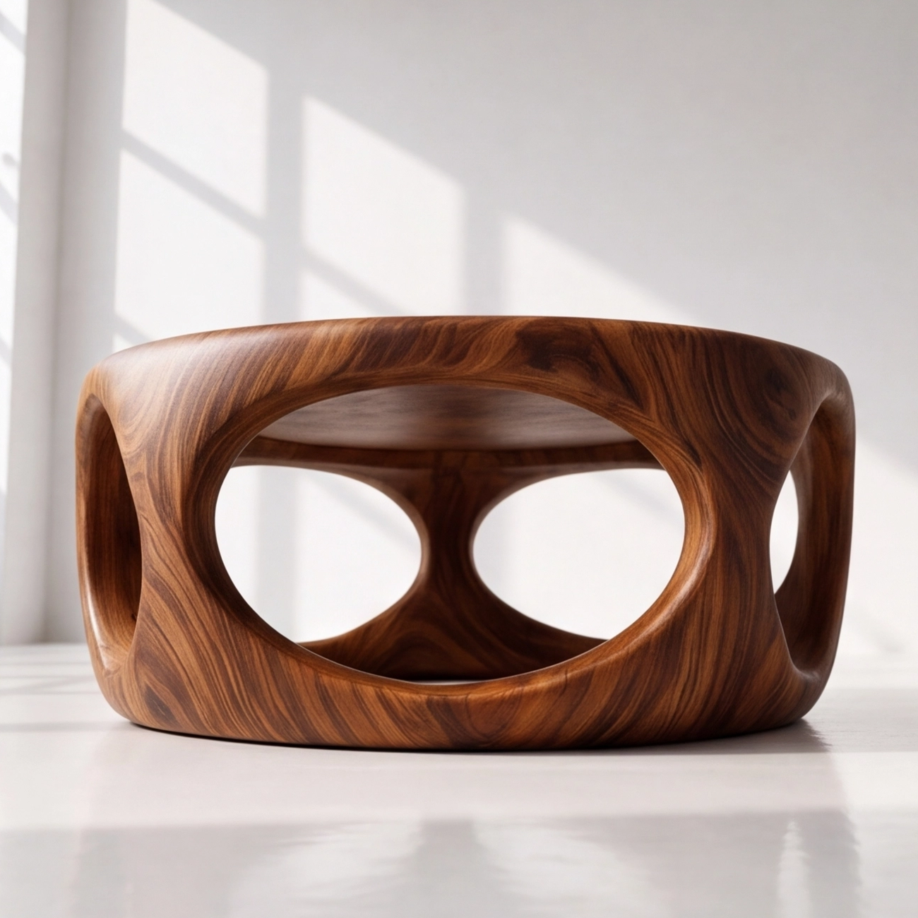Solid Wood Round Hollow Base Coffee Table