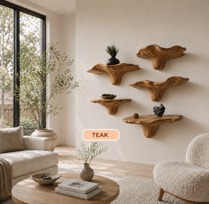 Organic Wood Mushroom Floating Shelf