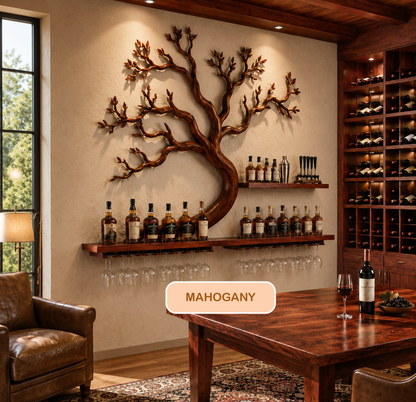 Wall Mounted Solid Wood Tree Wine Rack