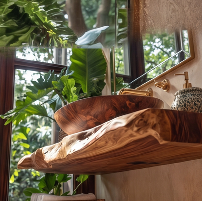 Floating Live Edge Wood Bathroom Vanity