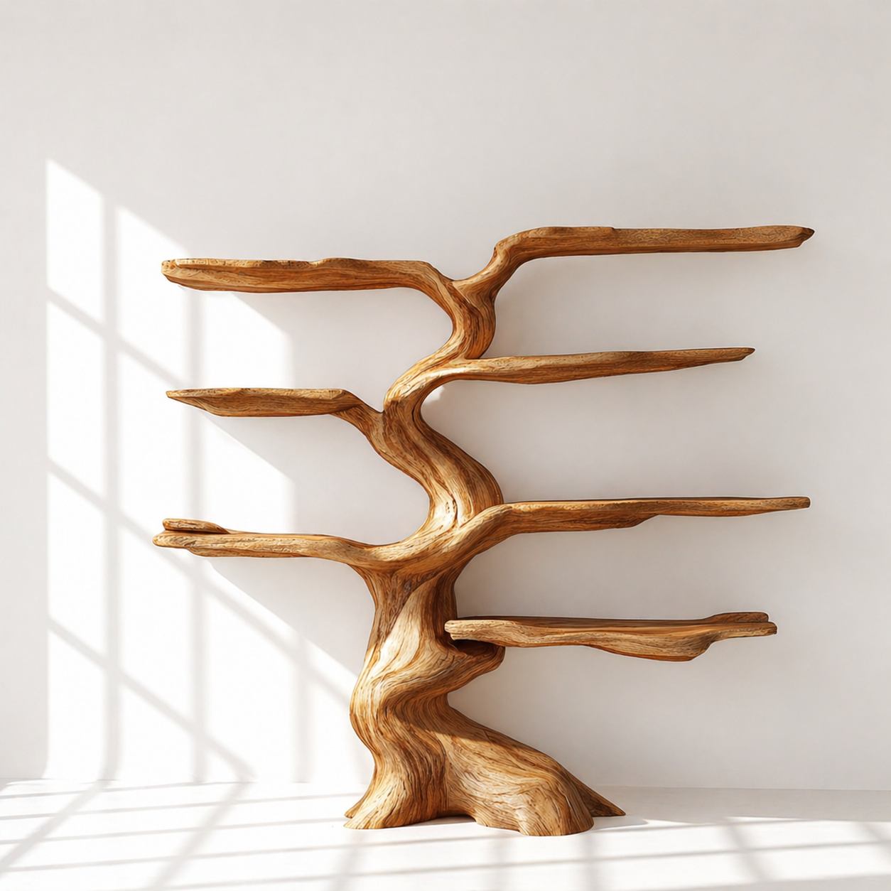 Freestanding Solid Wood Tree Bookshelf