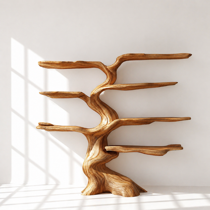 Freestanding Solid Wood Tree Bookshelf