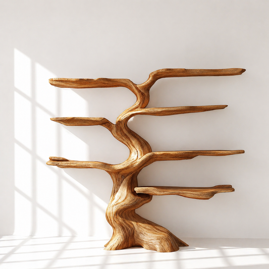 Freestanding Solid Wood Tree Bookshelf