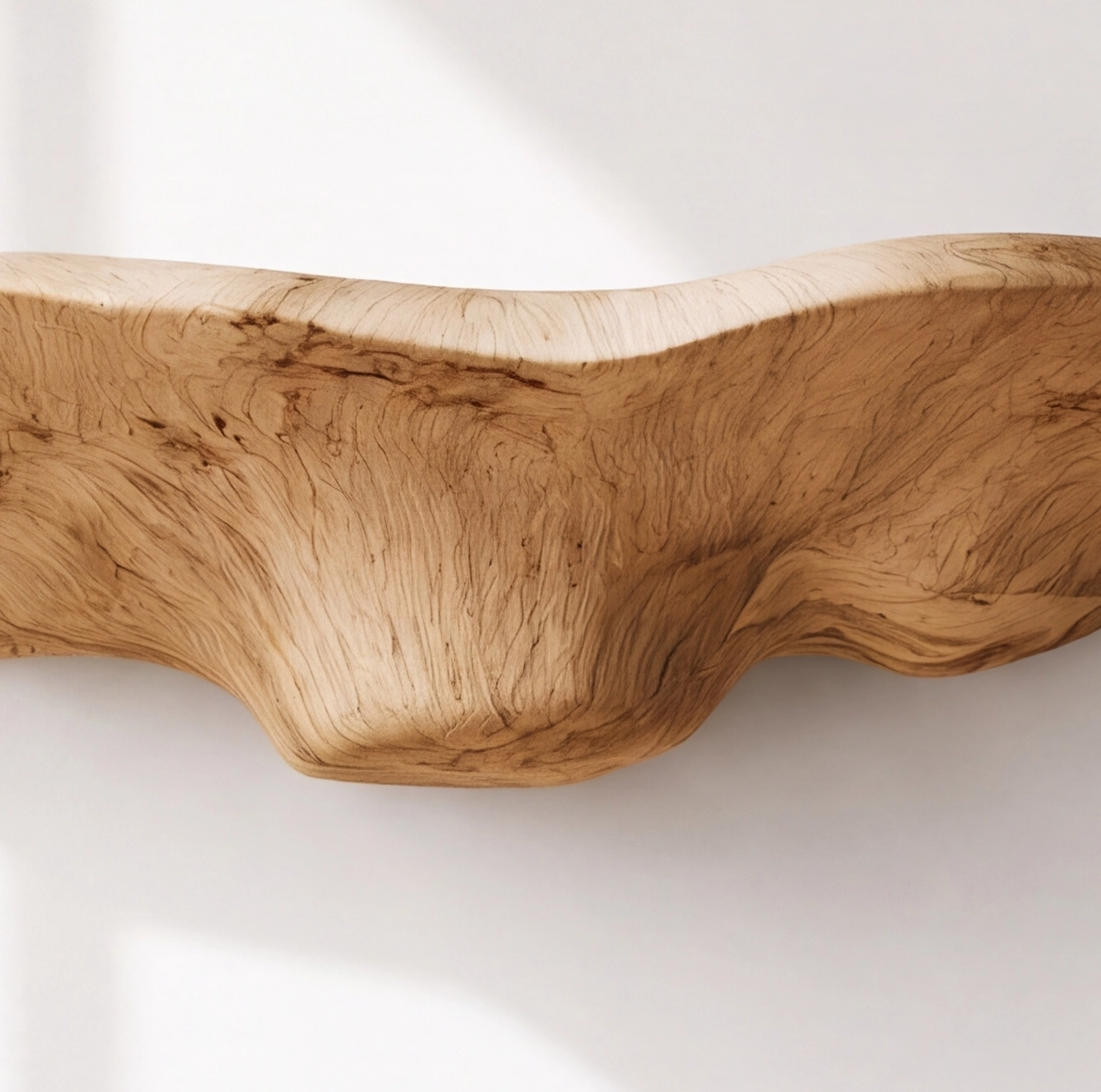 Minimalist Sculptural Wood Mushroom Floating Shelf