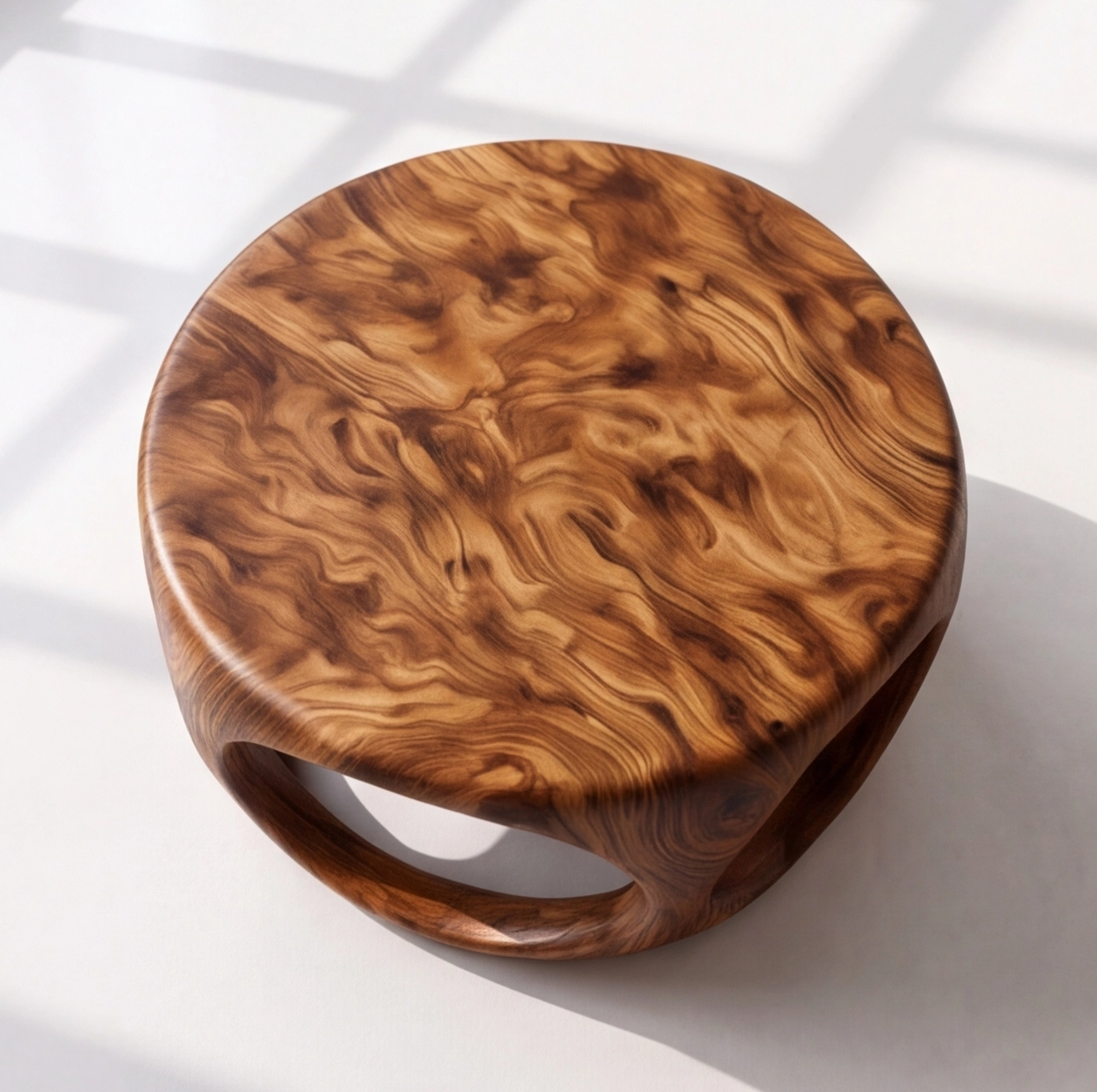 Solid Wood Round Hollow Base Coffee Table