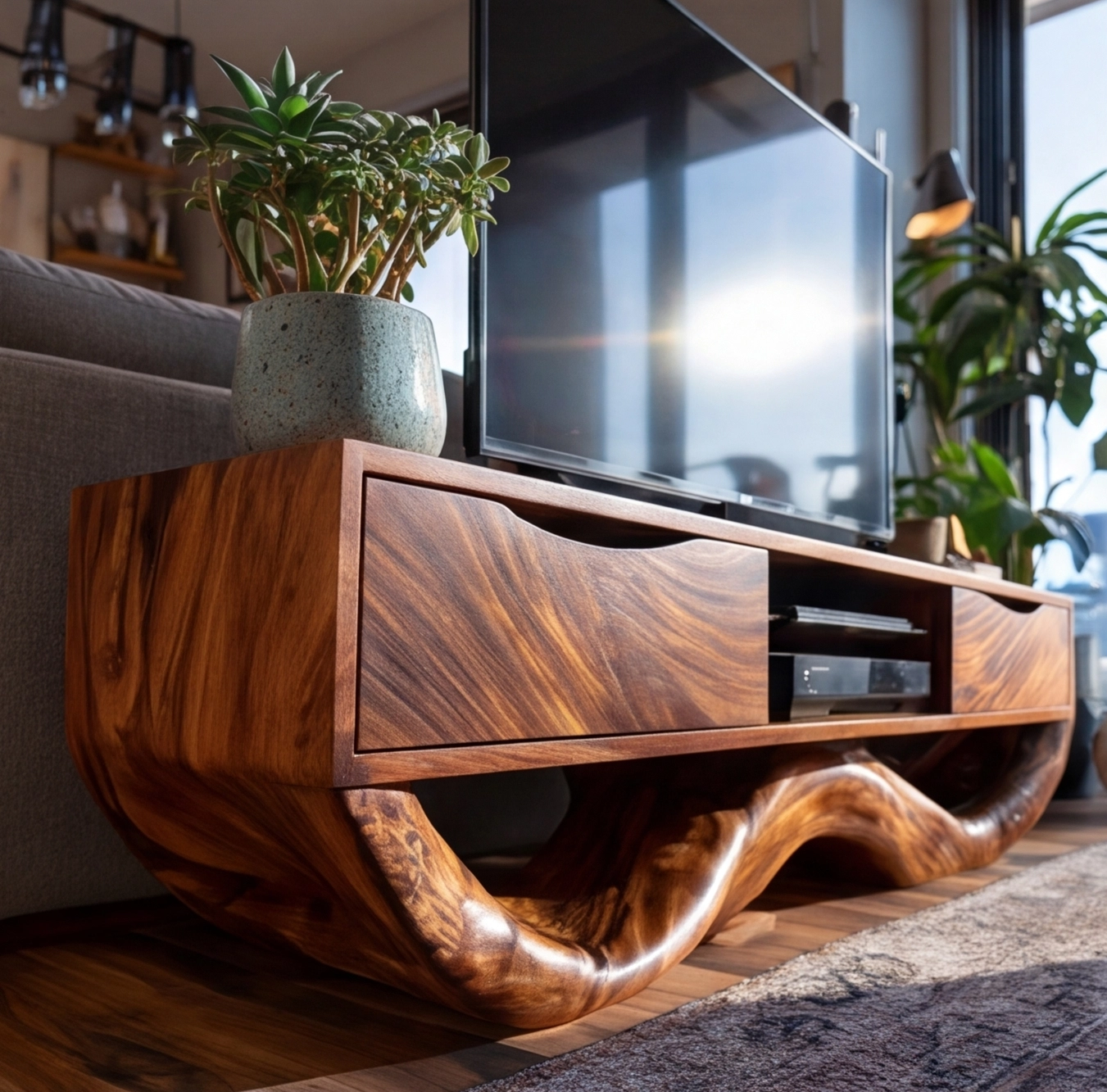 Organic Wood Modern TV Stand