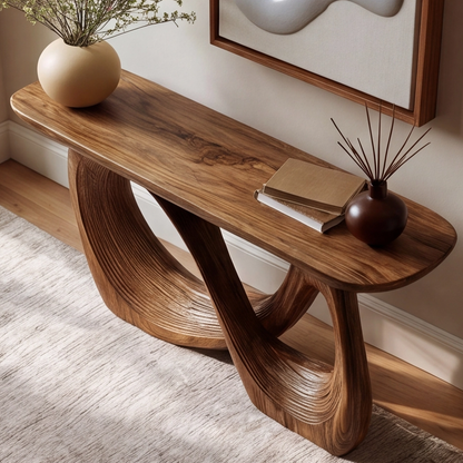 Sculptural Solid Wood Organic Console Table