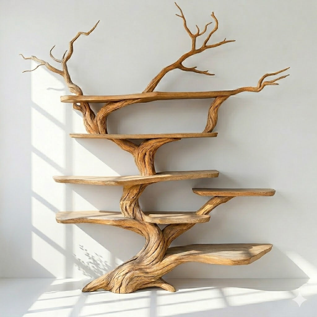 Organic Wood Tree Branch Bookshelf