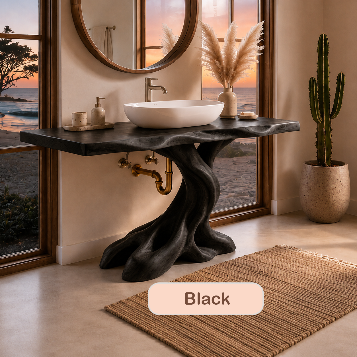 Rustic Solid Wood Live Edge Bathroom Vanity