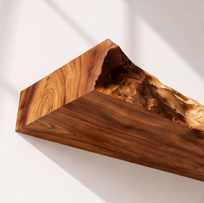 Rustic Solid Wood Live Edge Floating Shelf