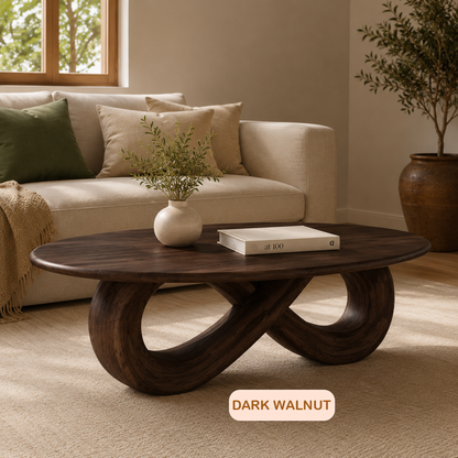 Japandi Solid Wood Oval Coffee Table