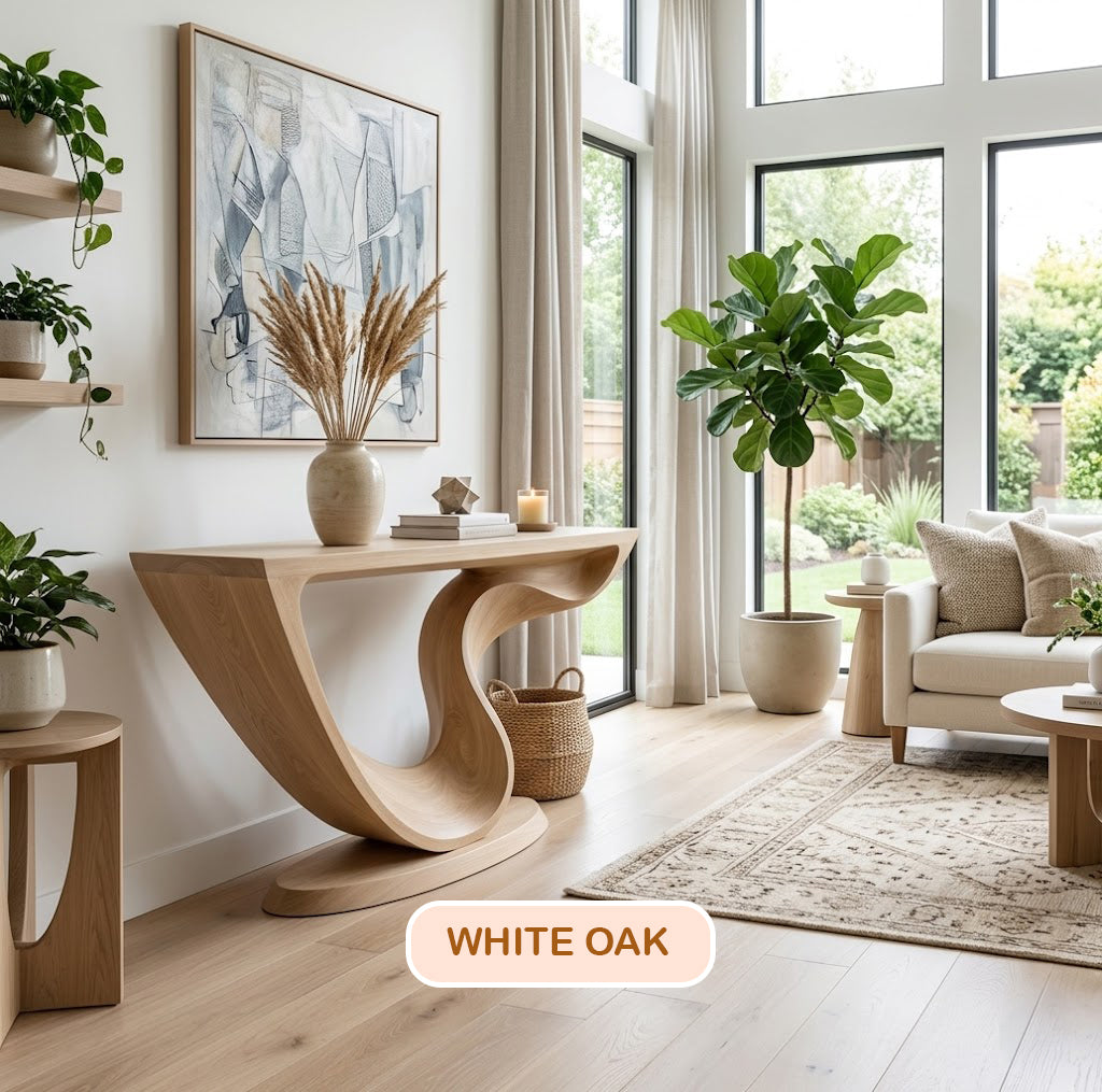 Organic Modern Sculptural Wood Console Table