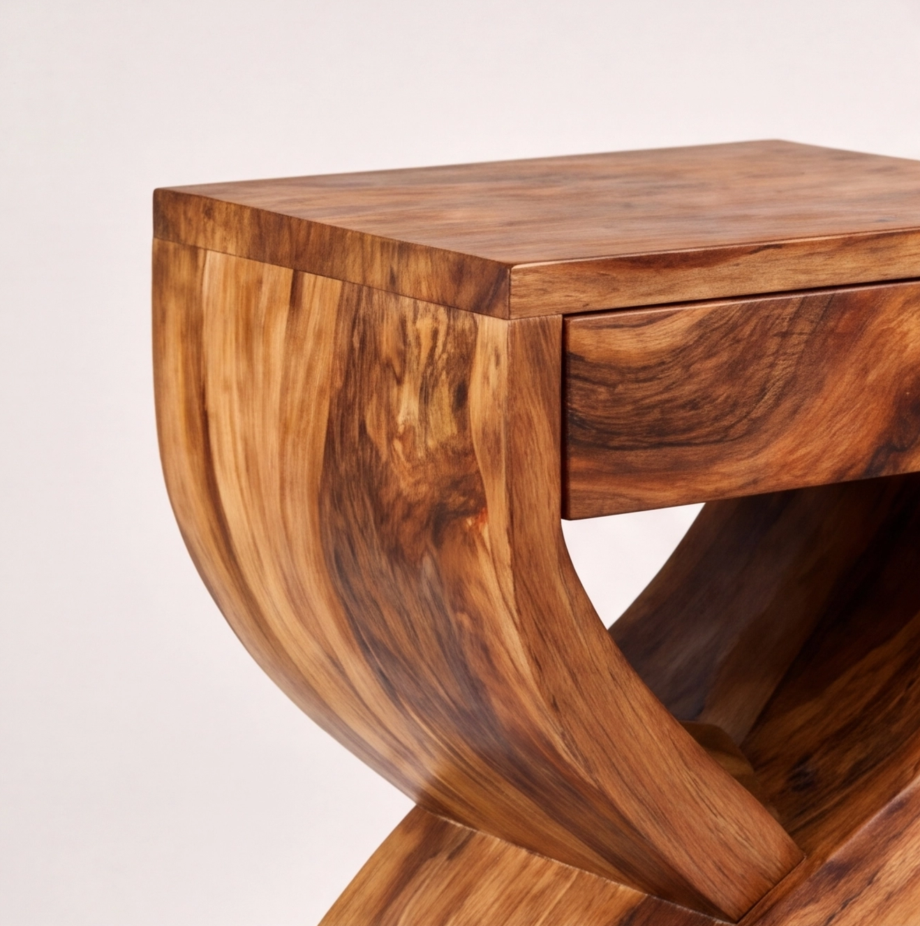 Modern Sculptural Solid Wood Nightstand
