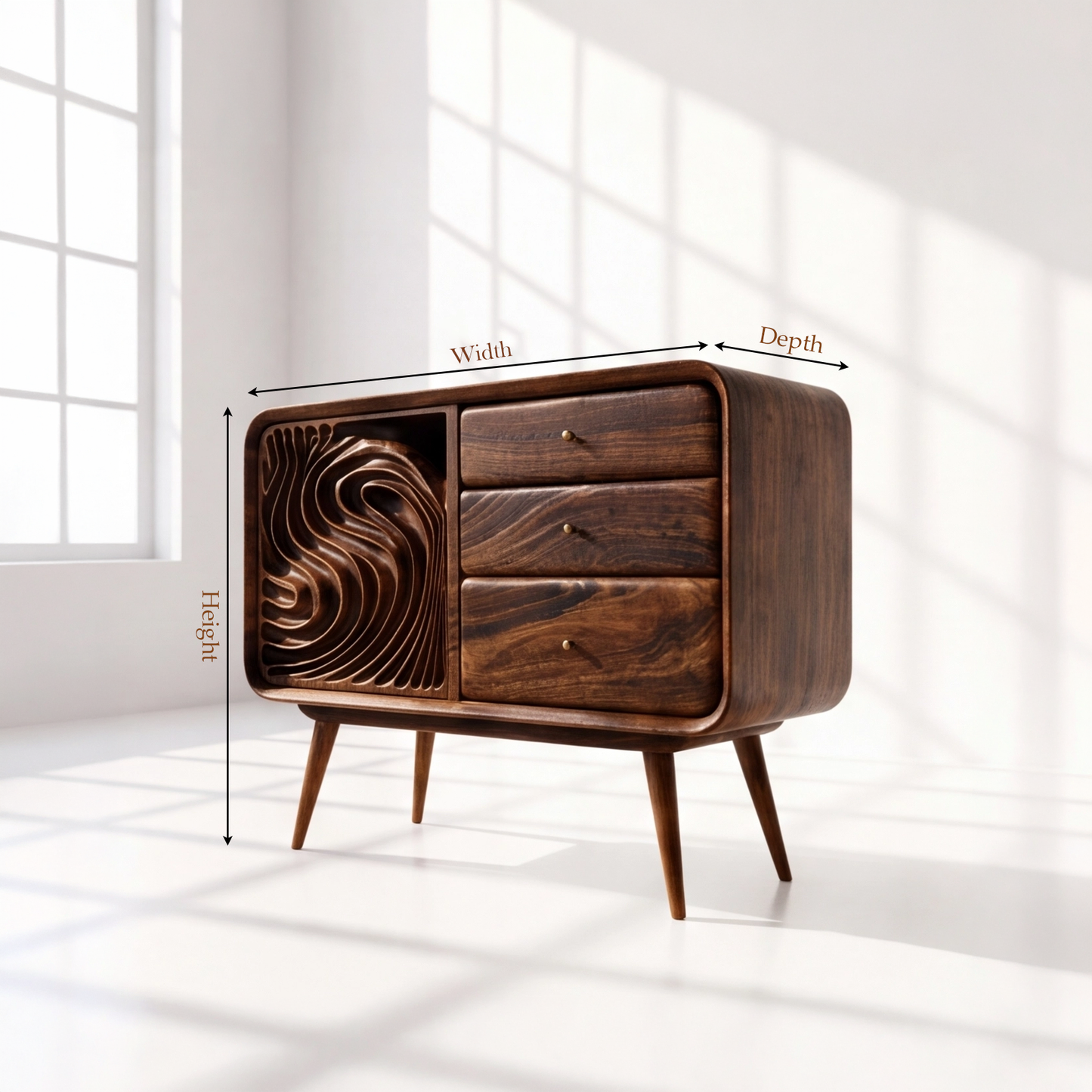 Mid Century Modern Walnut Nightstand