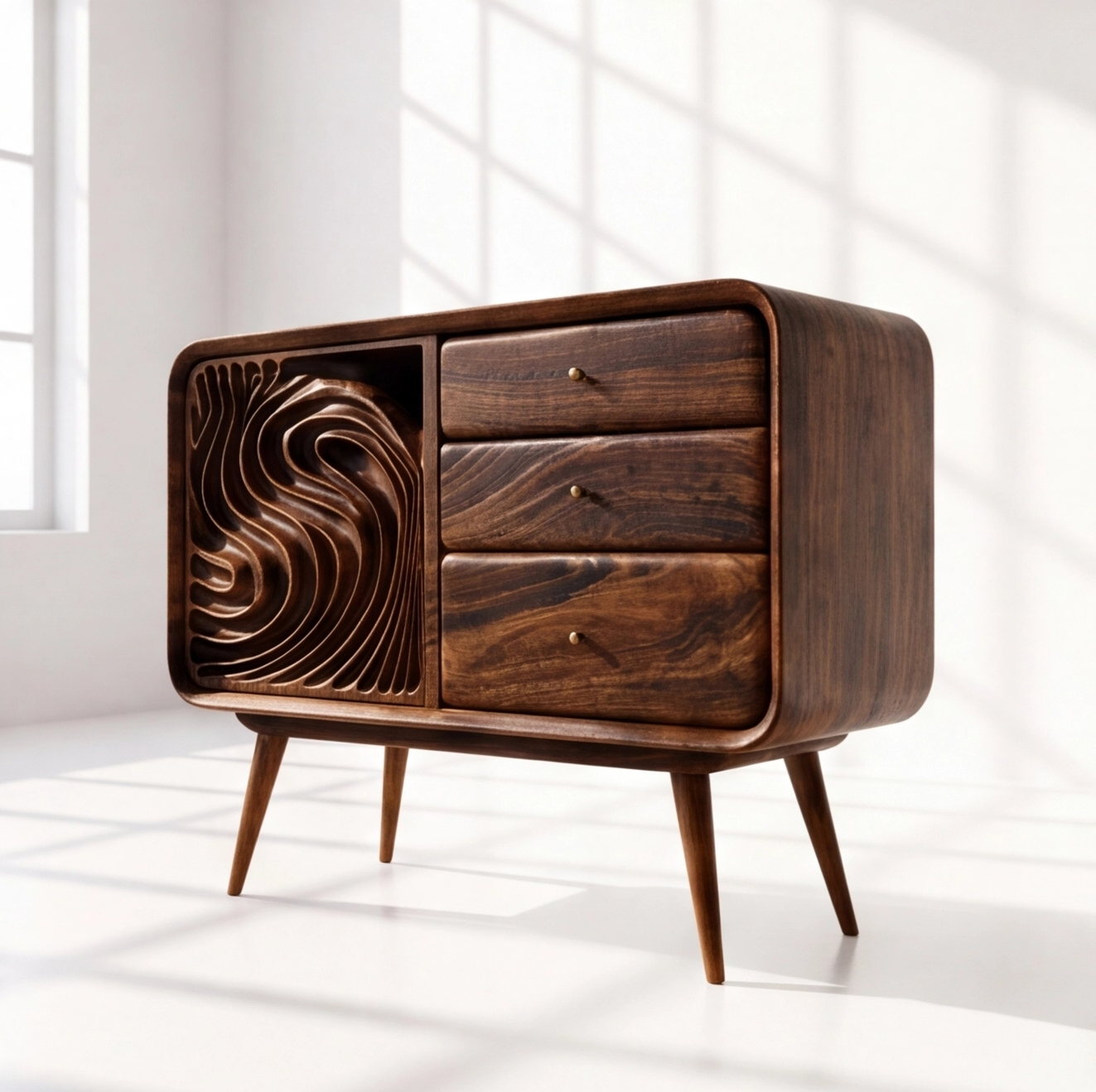 Mid Century Modern Walnut Nightstand