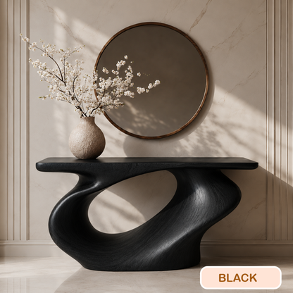 Modern Sculptural Wood Console Table