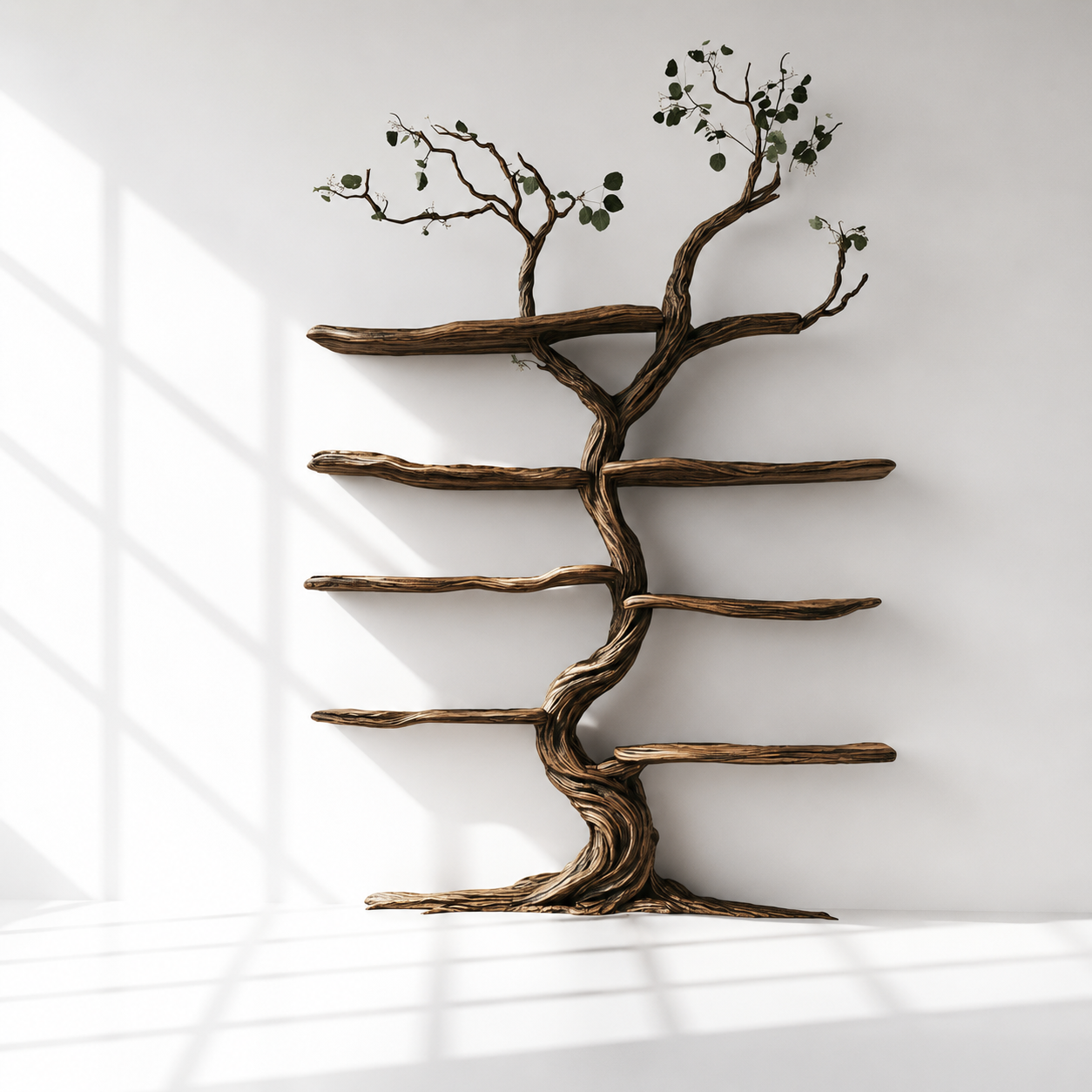 Handcrafted Wood Tree Wall Shelf