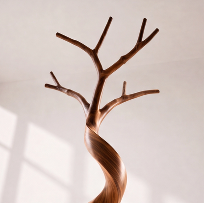 Artisanal Solid Wood Tree Coat Rack