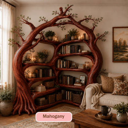 Solid Wood Tree Shaped Display Bookshelf