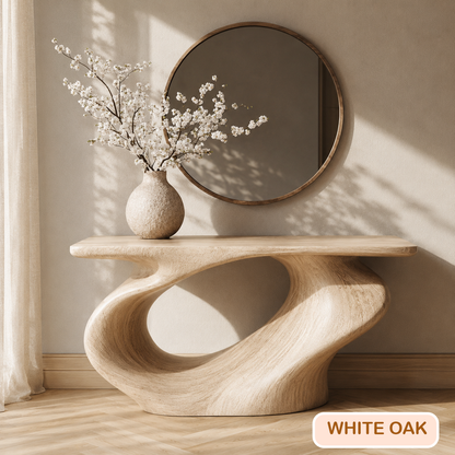 Modern Sculptural Wood Console Table