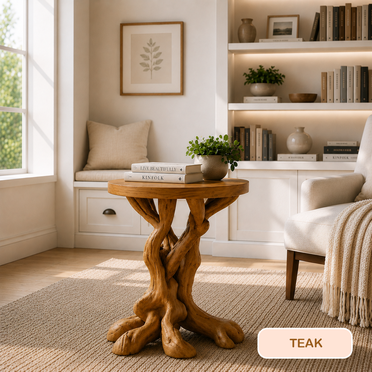 Modern Rustic Tree Root Side Table