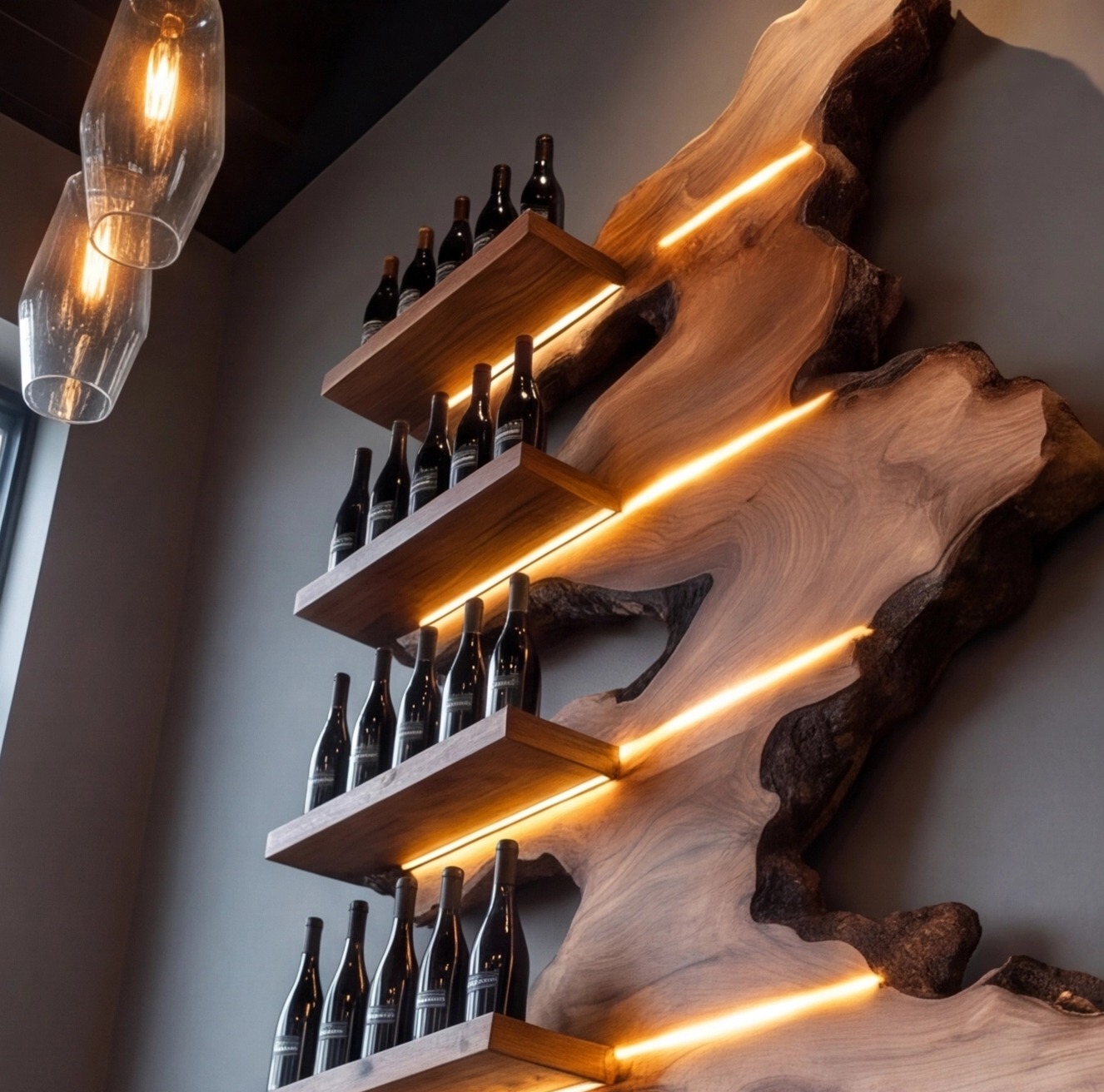 Handmade Solid Wood Live Edge Wine Rack