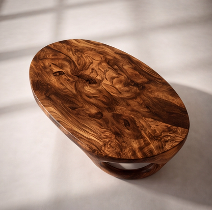 Biophilic Modern Sculptural Wood Coffee Table