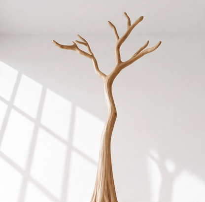 Natural Solid Wood Tree Coat Rack