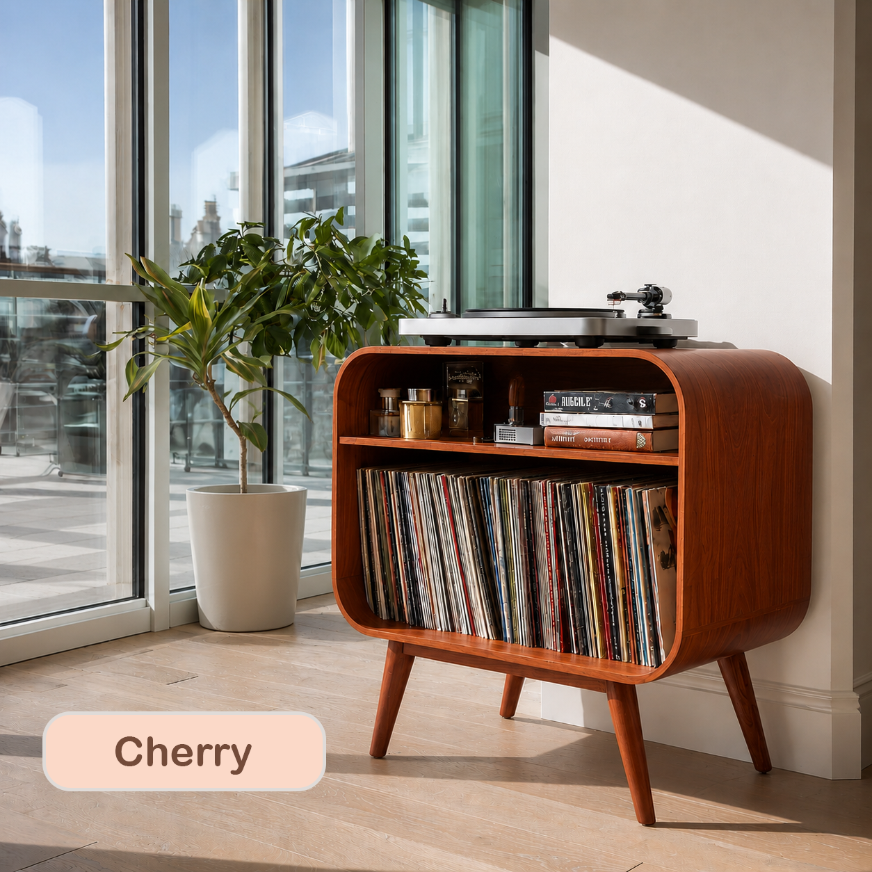 Rustic Solid Wood Record Player Stand