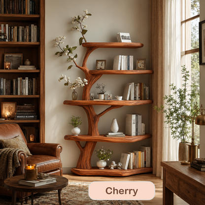 Rustic Wood Corner Tree Bookshelf