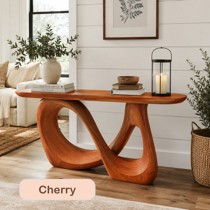Sculptural Solid Wood Organic Console Table