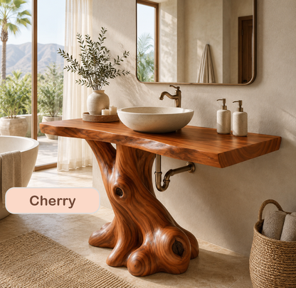 Rustic Solid Wood Live Edge Sink Console